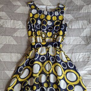 Banana Republic Size 6P Blue and Yellow Chiffon Dress